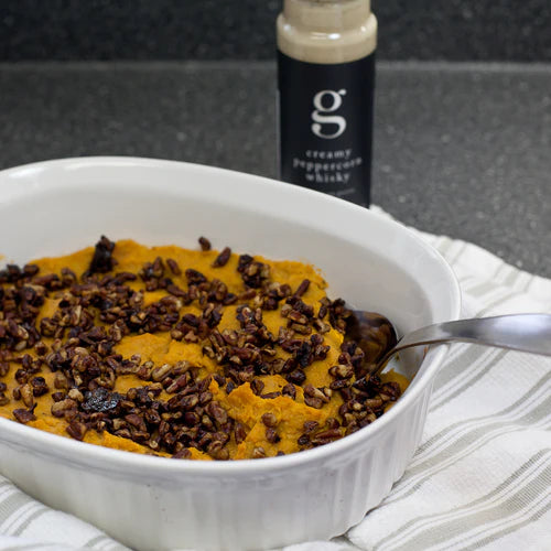 Sweet potato side dish with candied pecans